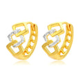 Geometric hollow out gold electroplated alloy earrings with colour separation ear clip design