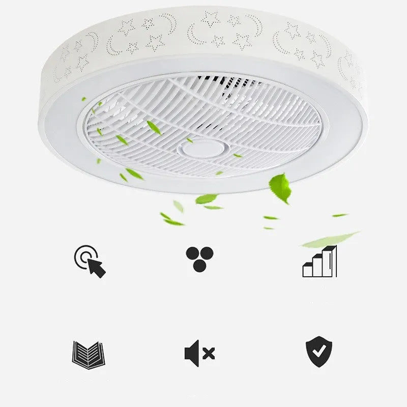 Pastoral style 55cm LED invisible fan chandelier with metal blades for ceiling installation