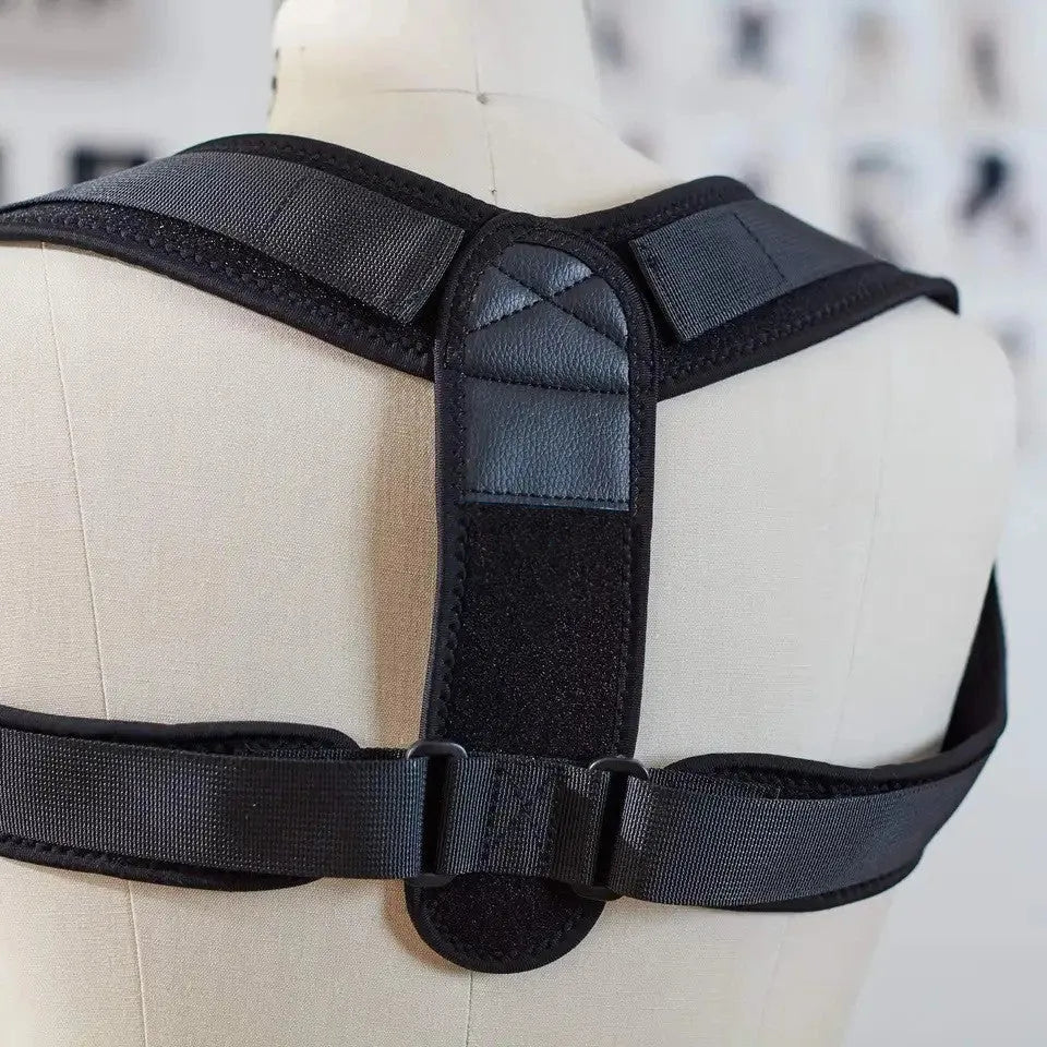 Black adjustable invisible posture correction strap for back and shoulder support