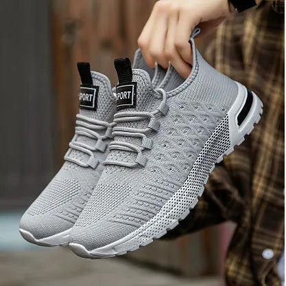 Men's mesh casual shoes in neutral colours showing size range 39-45