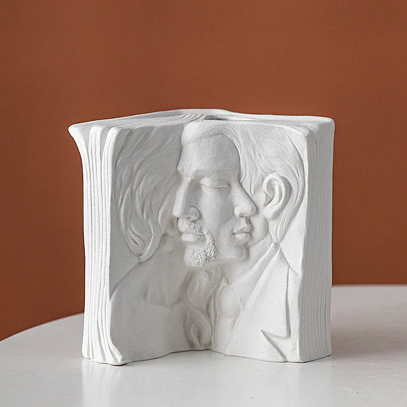 Ceramic book stand with glazed finish in modern simplicity style for desktop organisation and decoration