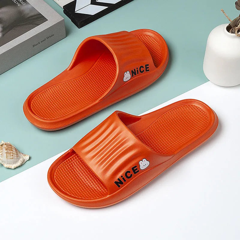 Minimalist cartoon pattern flip flop slippers in various colours with EVA sole and upper