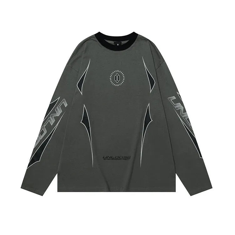 Men's oversized grey cotton sweatshirt with drop shoulders and letter pattern print