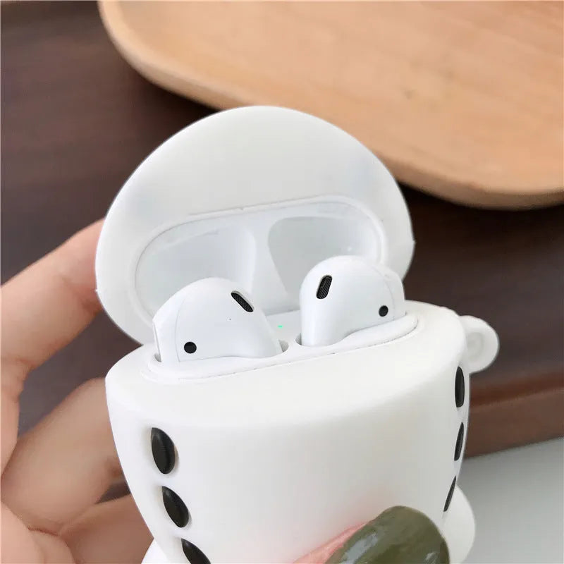 Cartoon aircraft headset design silicone AirPods protective case with flip closure and hook