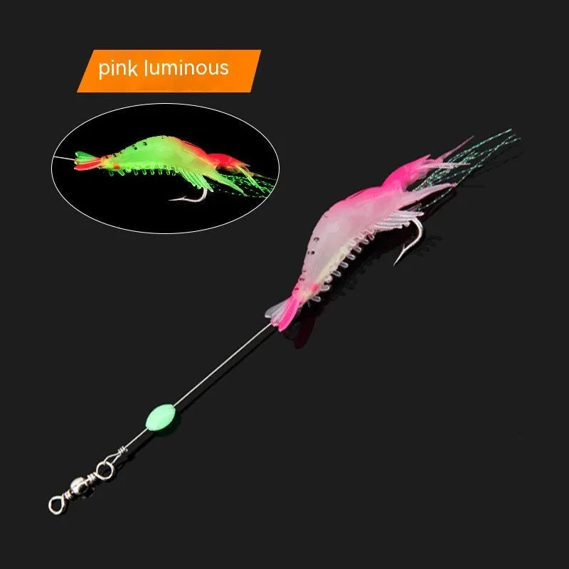 Luer soft fishing lure with attached hook in six colour variations including luminous options for freshwater fishing
