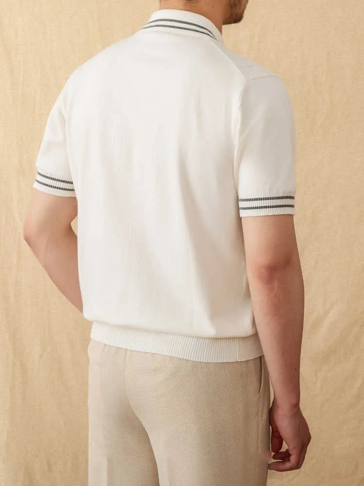 Cotton blend lapel polo shirt in apricot colour with short sleeves and smart casual design
