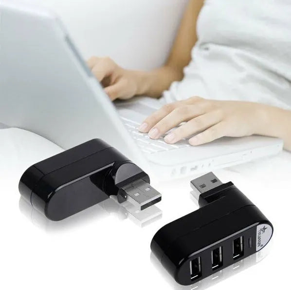 USB 2.0 hub splitter with spin colour design in black and white colour options