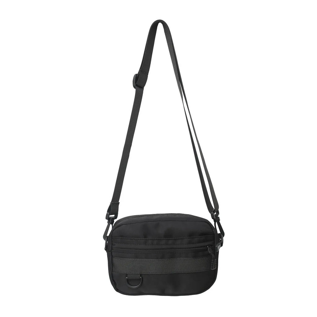 Men's nylon crossbody messenger bag in black, blue, green, or white with 22cm length