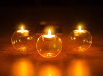 Handmade clear European-style glass bowl for floating candles in 8cm, 10cm, and 12cm diameters