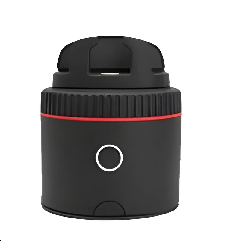 Black PIVO facial tracking camera with matte finish, showing smartphone mount and rotation base.