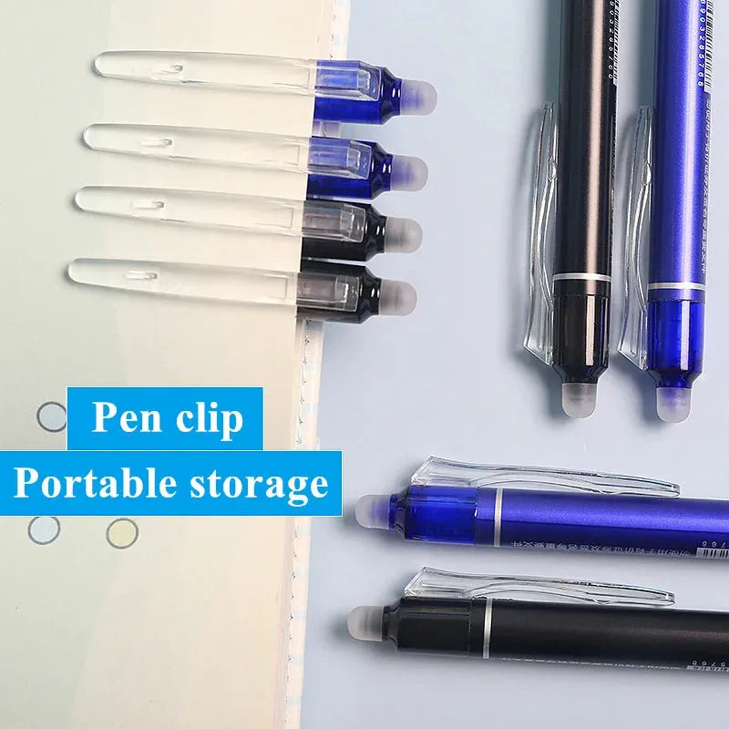 Erasable gel pen with 0.5mm stainless steel nib in plastic casing
