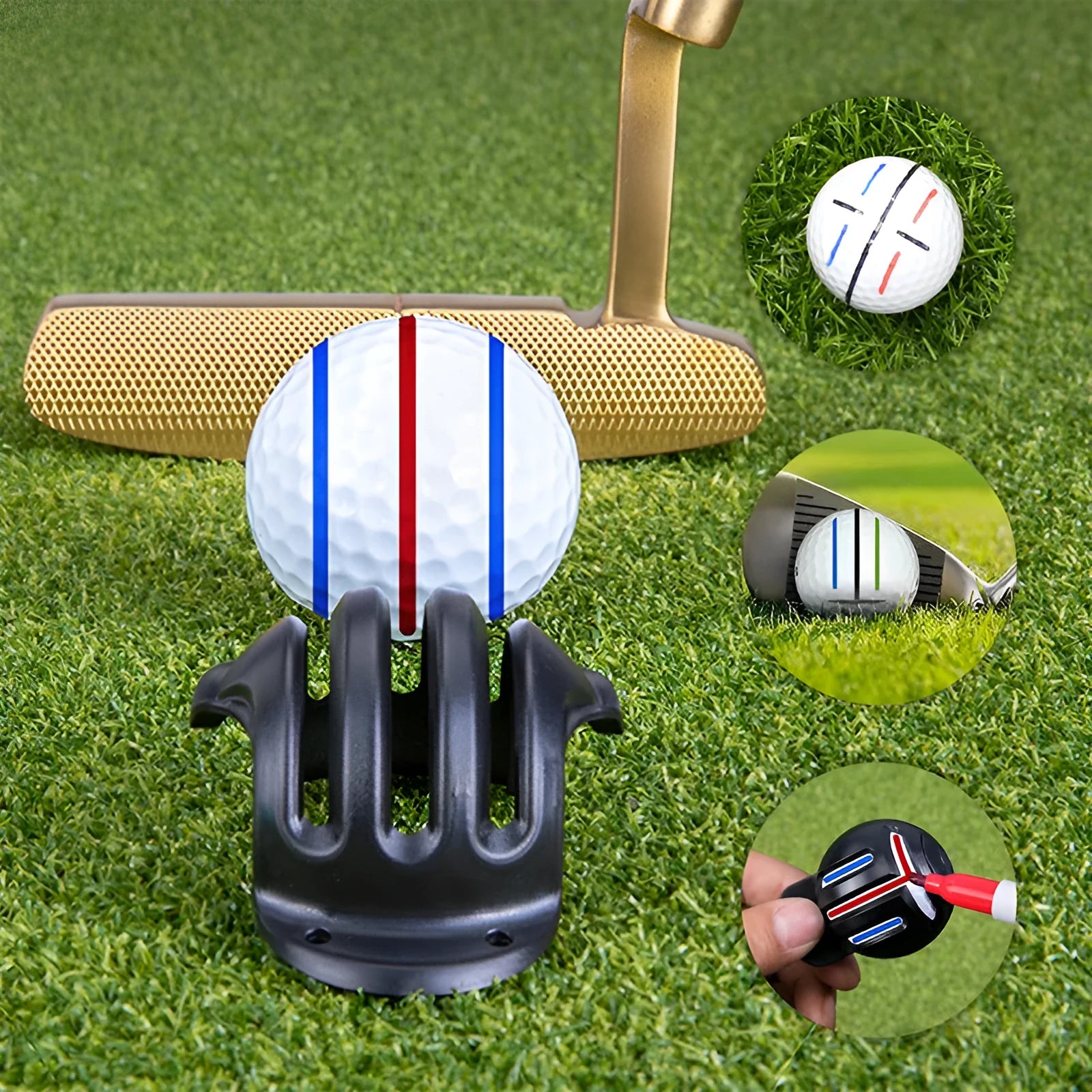 Golf putting alignment tool set with scribers and drawing pens for ball marking