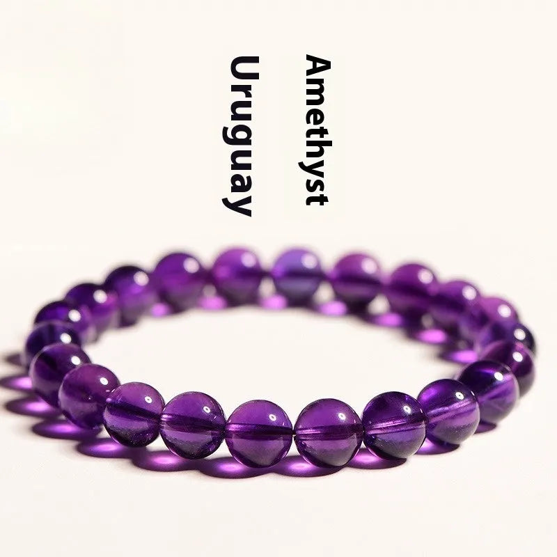 Natural amethyst scattered beads bracelet with polished jiuya crystals in single circle design