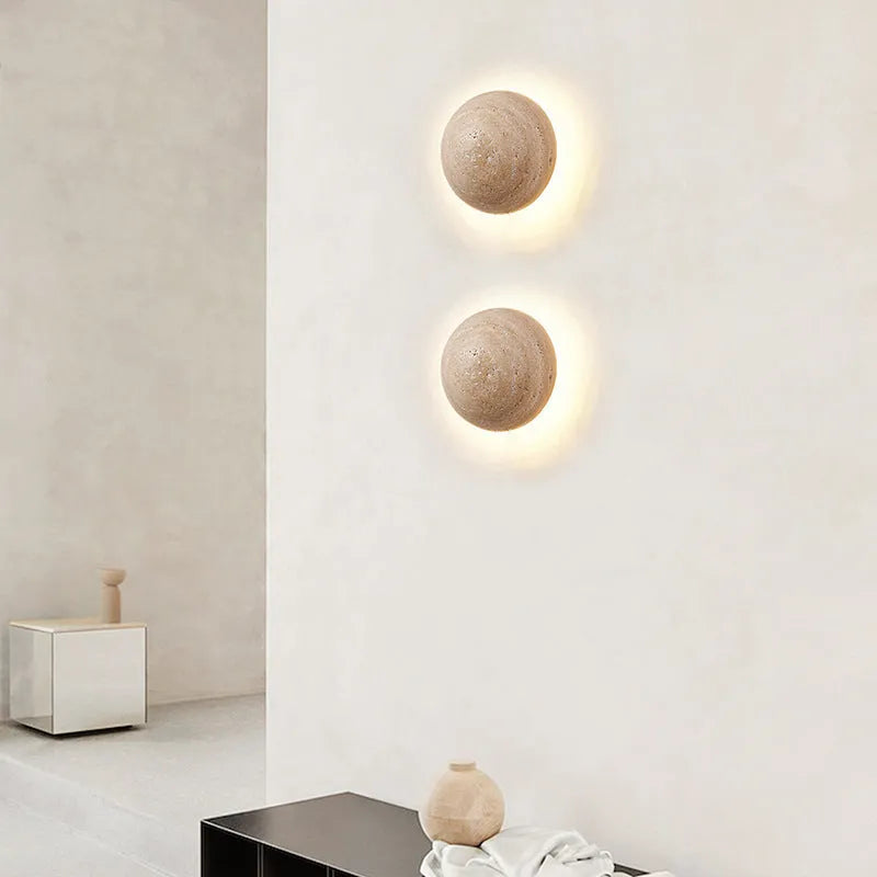 Simple vintage semicircle wall lamp with yellow cave stone shade and iron body, 15cm size