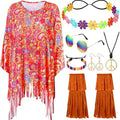Colourful tie dye cloak costume with bell sleeves for Halloween parties