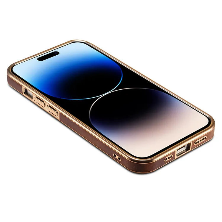 Handmade slim leather protective case for iPhone in vintage oil wax leather