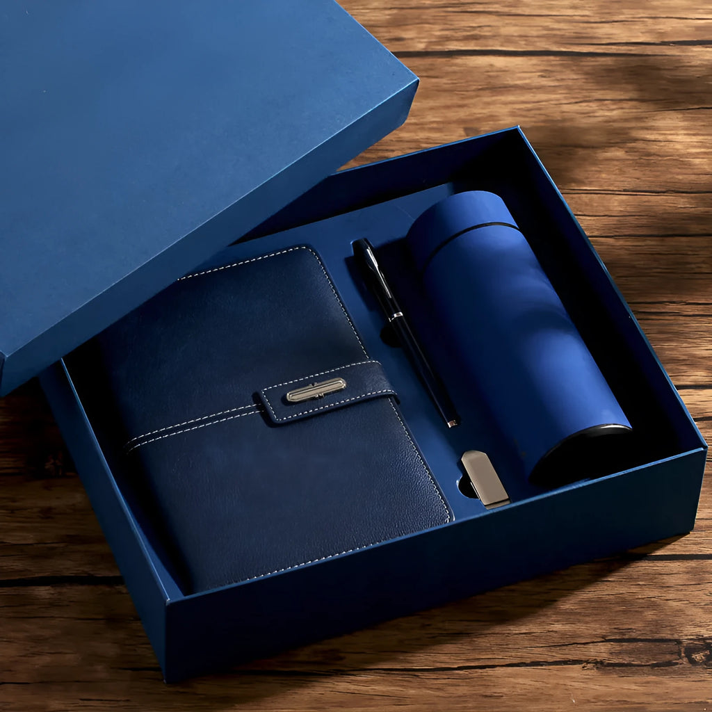 A5 sized notebook with PU leather cover in colour options including black, red, green, blue, and orange