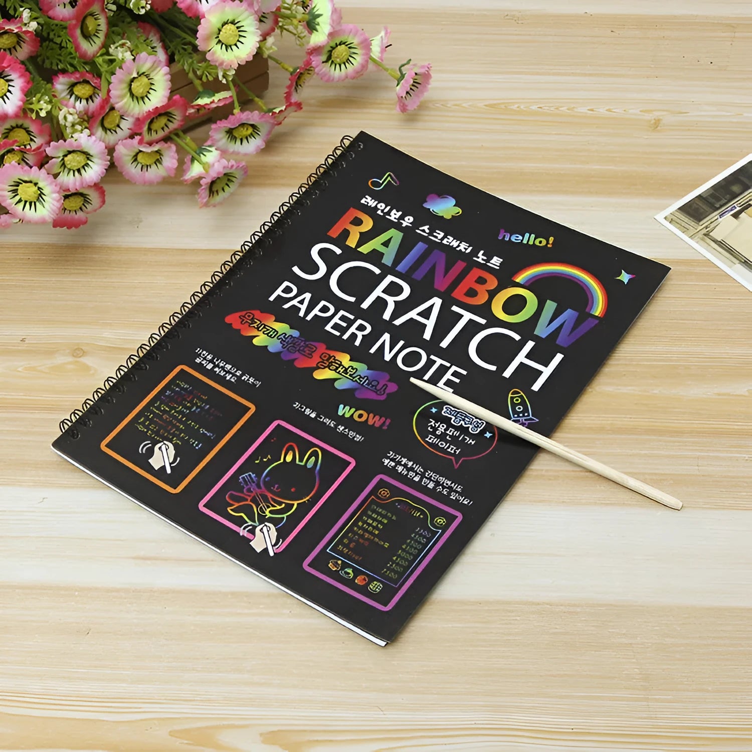 Children's large format scratch art paper measuring 26x19cm for DIY creative painting activities