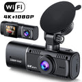 Standard black car dash cam with 1.5-inch screen, mounted on a stand, showing front camera lens