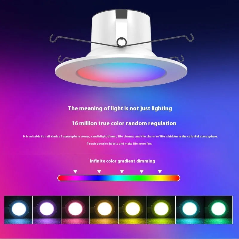 Smart WiFi Bluetooth RGBW ceiling lamp body with E26 base showing colour changing light and PC aluminum housing