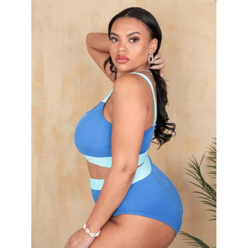 A solid-colour women's high-waisted bikini with side-tie bottoms, shown on a mannequin.