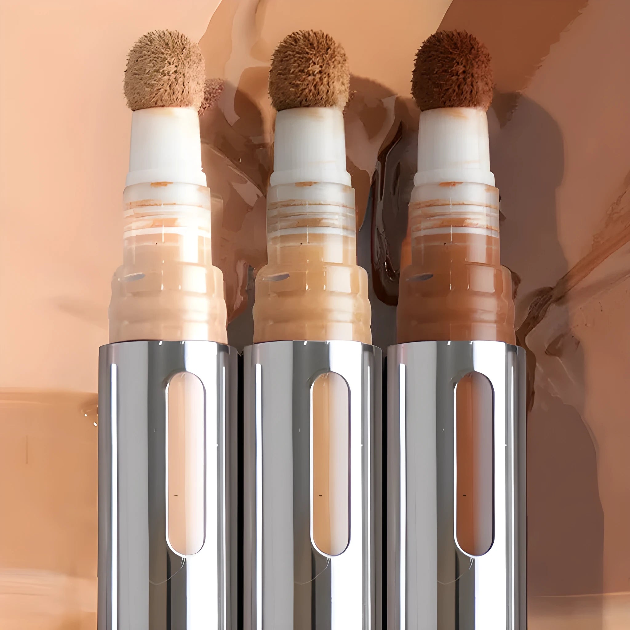 Concealer liquid pen showing 24 colour shades for waterproof, sweatproof makeup application