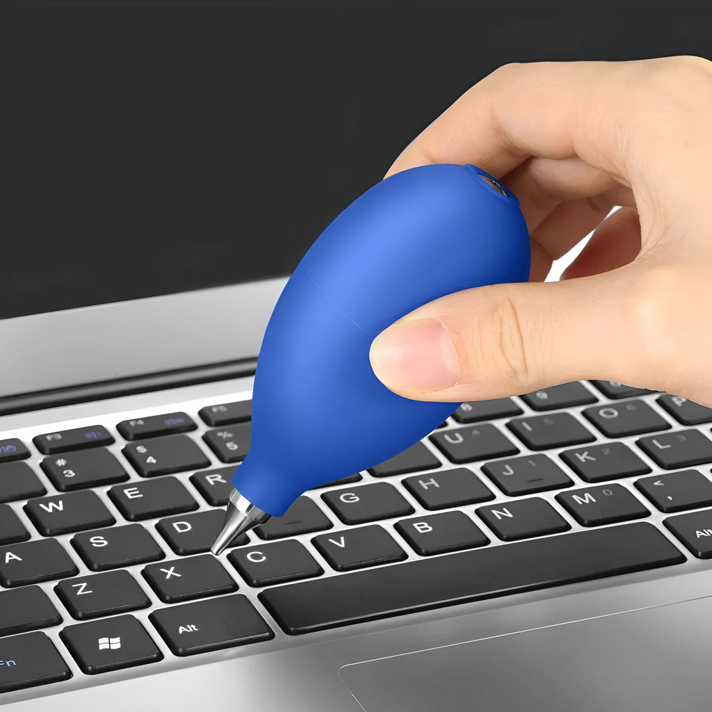 Blue rubber air blower cleaning tool for camera lenses and phone screens