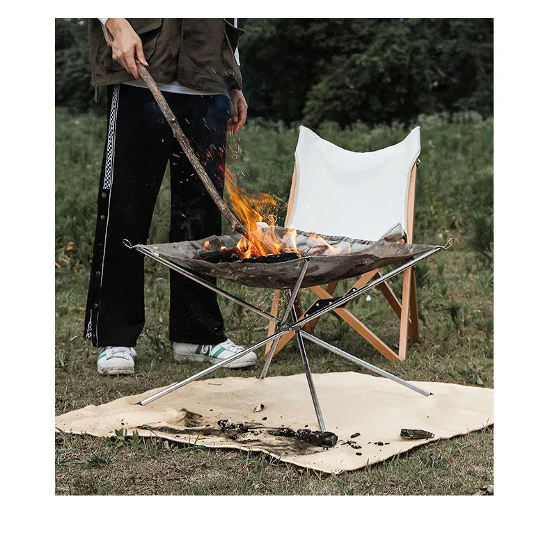Silver stainless steel barbecue grill and net set shown in medium and large size options for outdoor cooking.