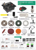 Lithium ion micro household desktop saw with metal construction and angle adjustment feature