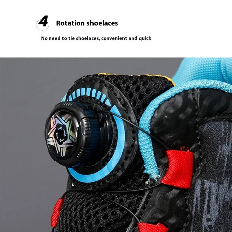 Children's rotating button basketball shoes in multiple colours with waterproof design