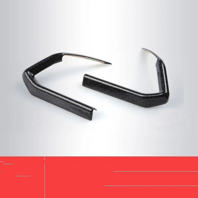 Black carbon fibre pattern ABS plastic steering wheel trim frames, left and right pair with adhesive backing