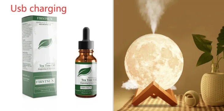 Lunar-shaped humidifier night light with spherical design and LED illumination