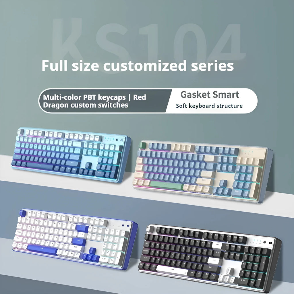 Red Dragon 104-key mechanical keyboard with RGB backlighting and multiple colour options
