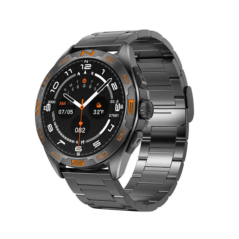 Smart watch with health monitoring display showing blood pressure, heart rate and oxygen readings