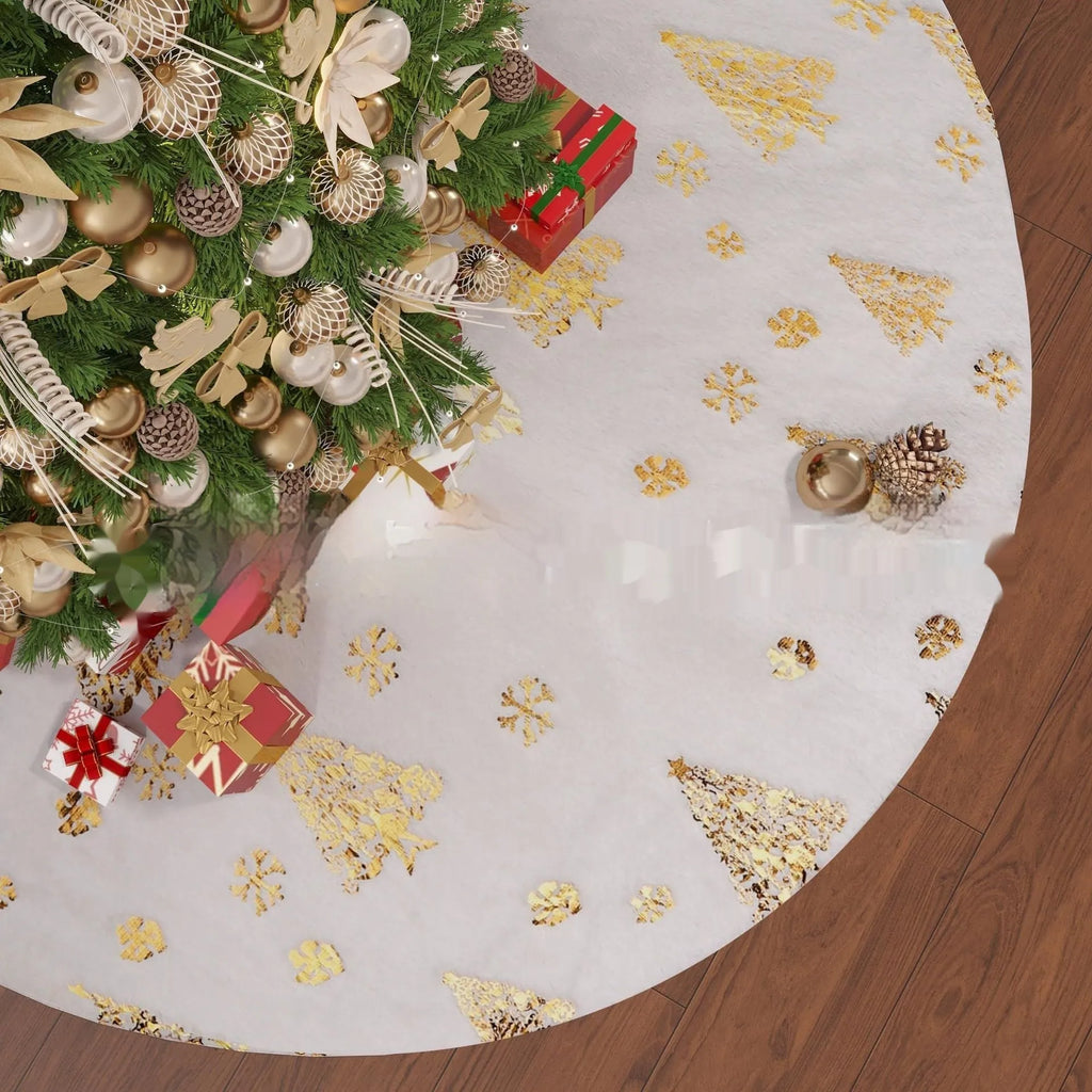 Plush Christmas tree rug with snowflake pattern in Christmas tree, cedar, or star style options