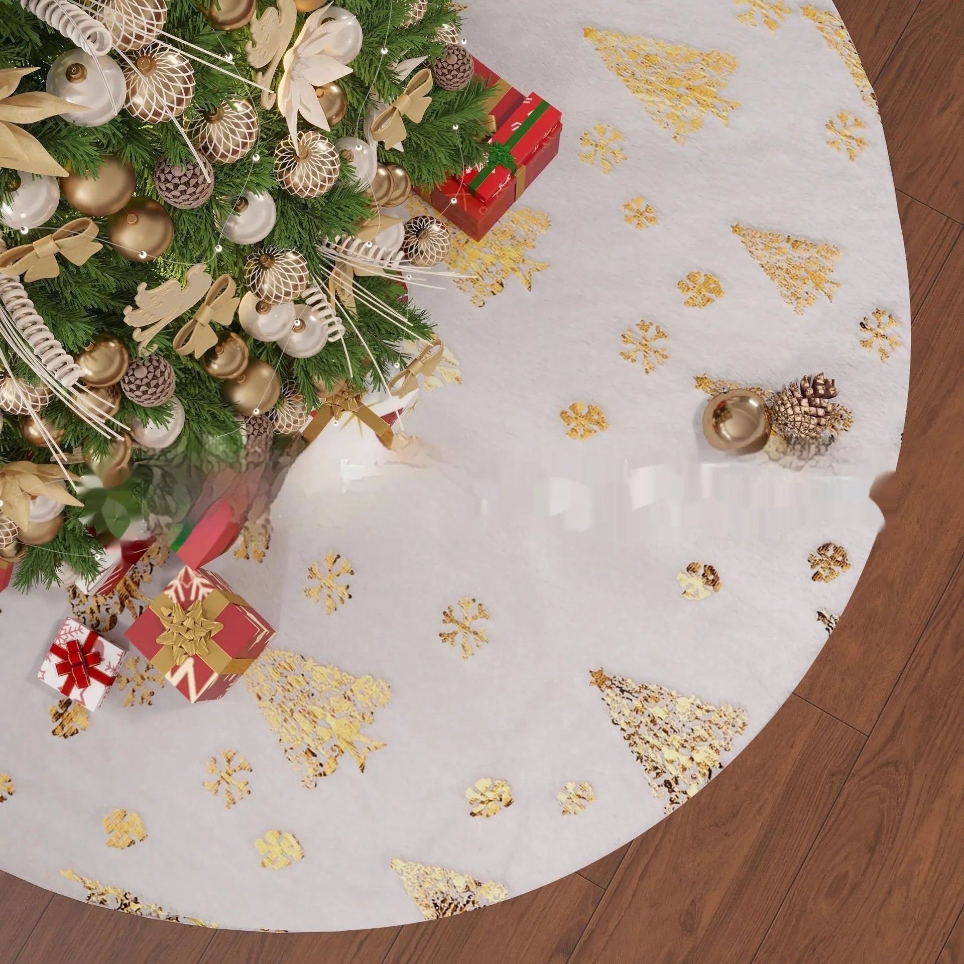 Plush Christmas tree rug with snowflake pattern in Christmas tree, cedar, or star style options