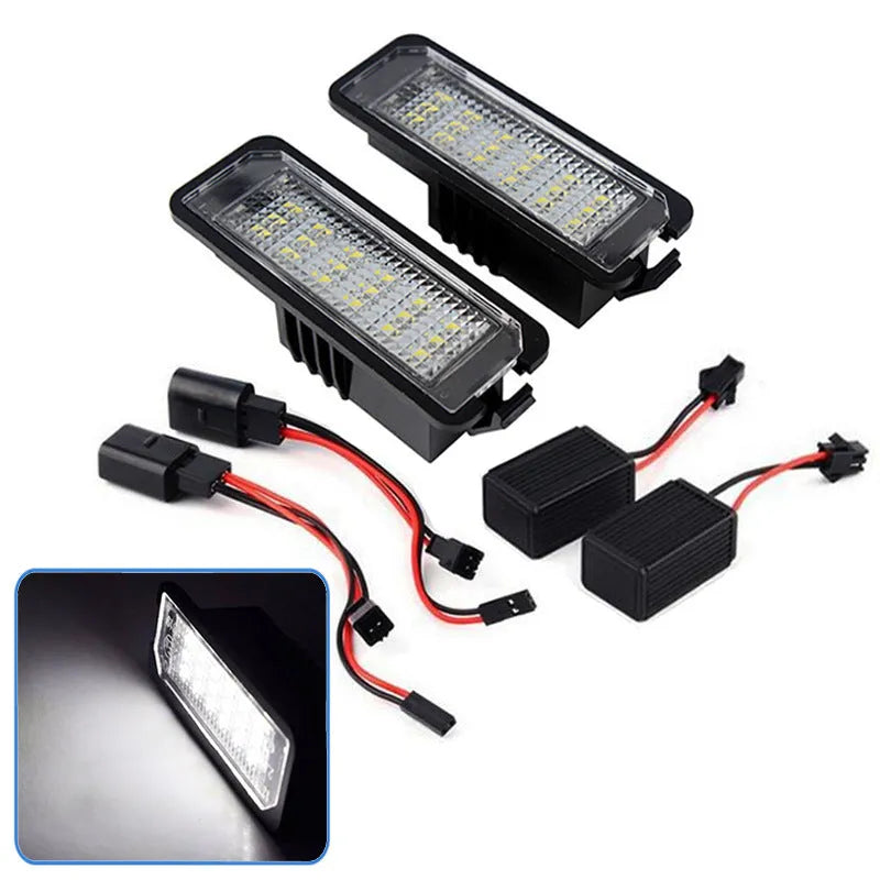 Volkswagen LED licence plate light upgrade kit for Golf Polo Phaeton models with SMD LEDs.