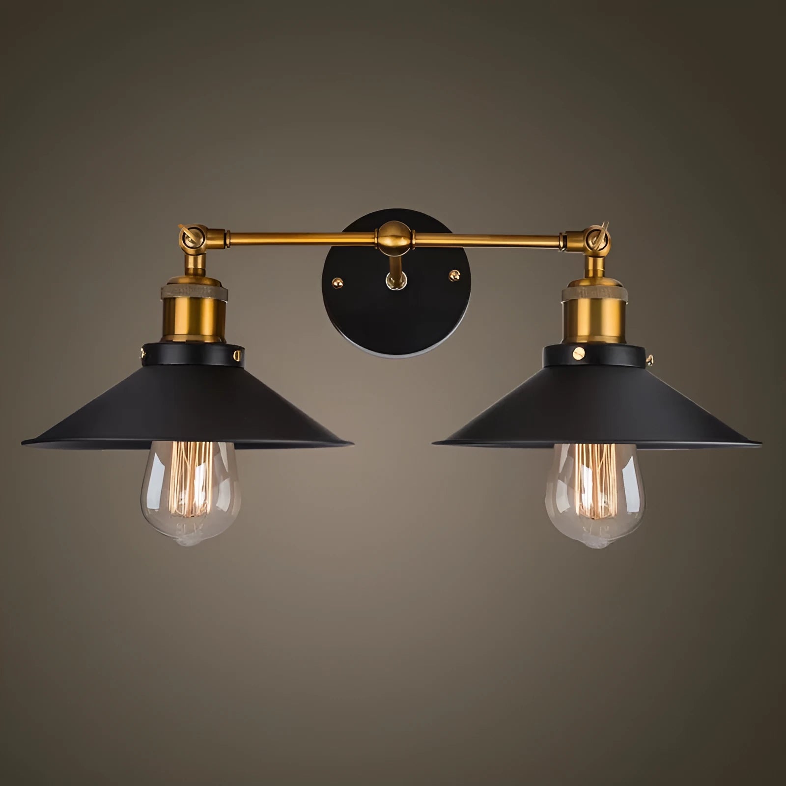 Black American industrial retro style double head wall lamp with iron construction