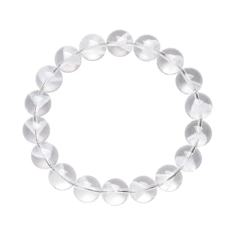 Women's white crystal ghost pyramid bracelet with Ruyi charm in graduated sizes