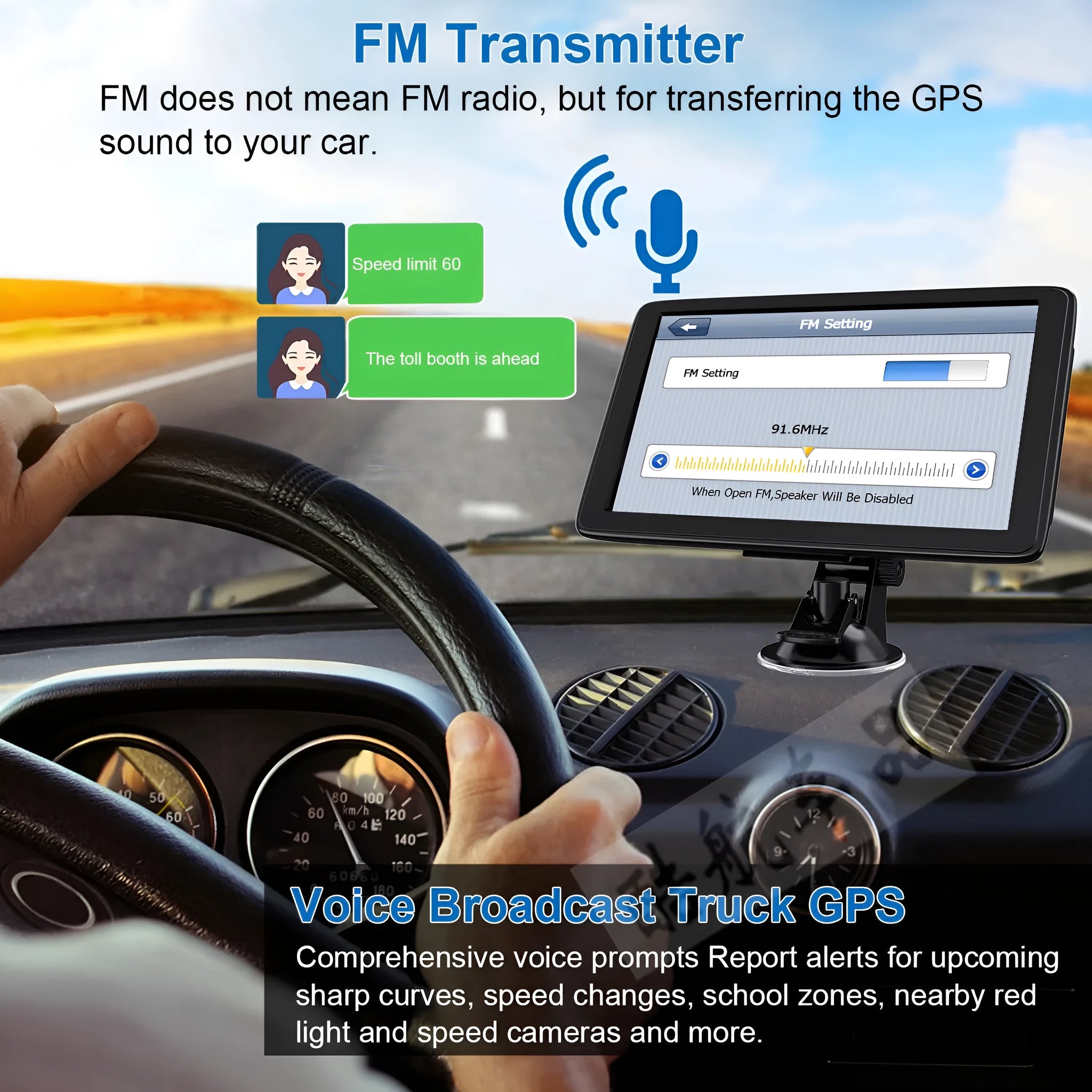 7 inch car GPS navigation device with touch screen showing map display