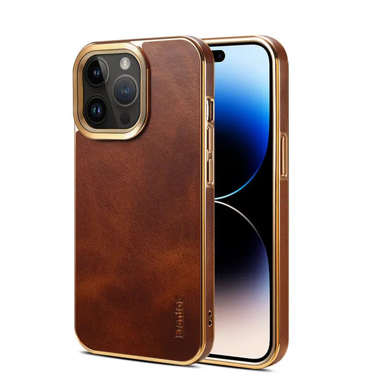 Handmade slim leather protective case for iPhone in vintage oil wax leather