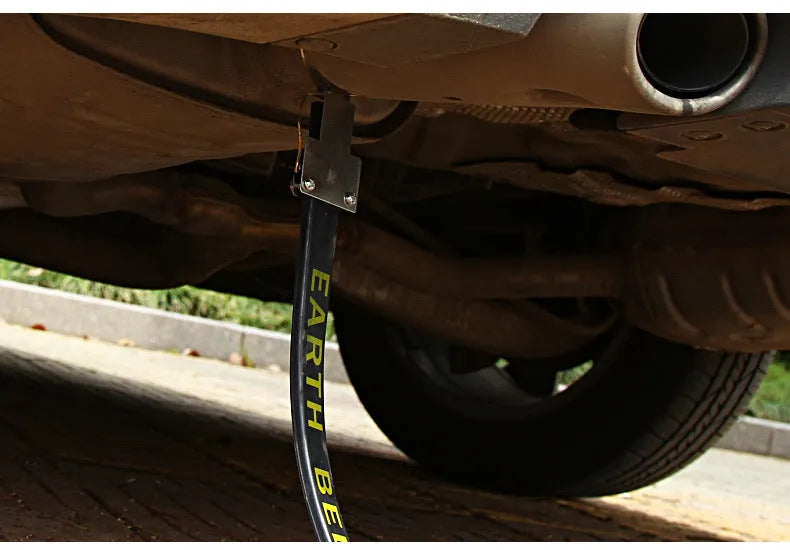 Black rubber car electrostatic belt with copper wire core measuring 370mm for SUV and saloon grounding