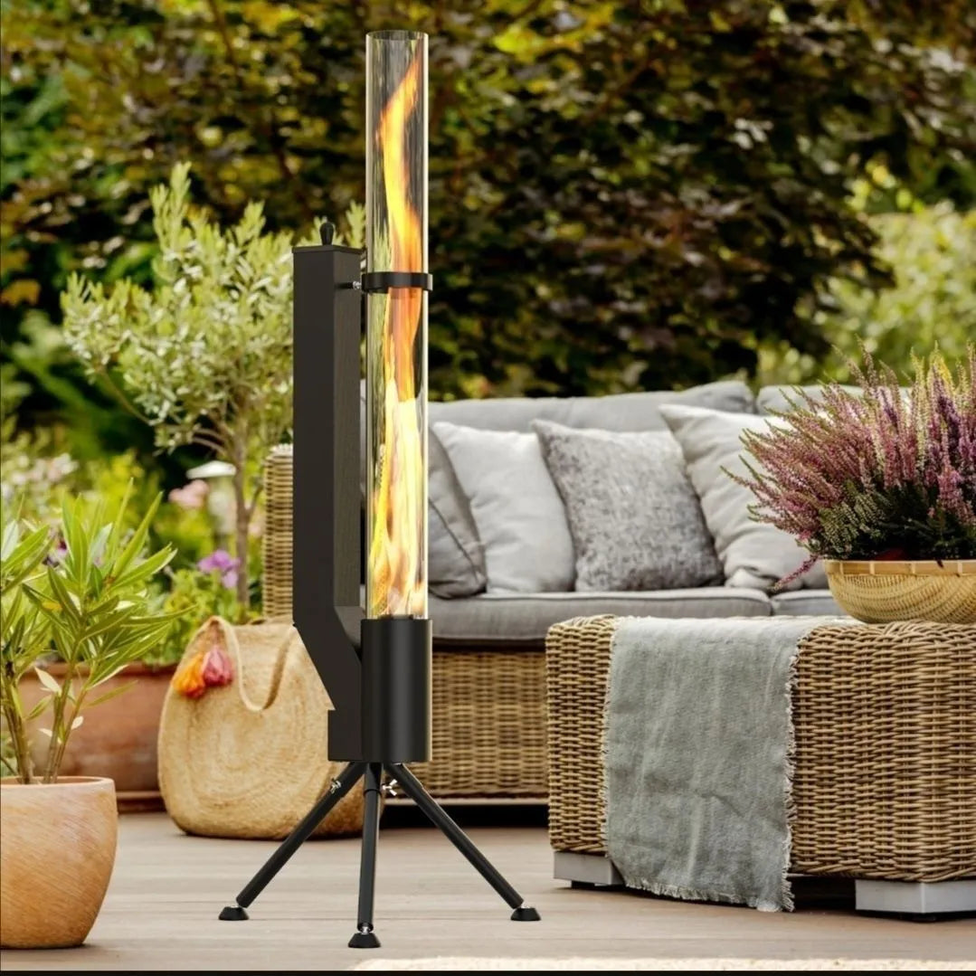 Vertical wood burning rocket furnace courtyard heating stove with cast iron construction