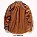 Long sleeve corduroy shirt in loose cardigan fit with Japanese Hong Kong style in caramel colour