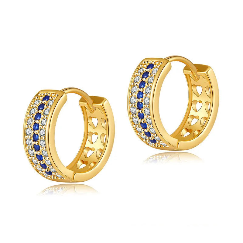Women's geometric round copper earrings with 18K gold electroplating in KE1268 colour