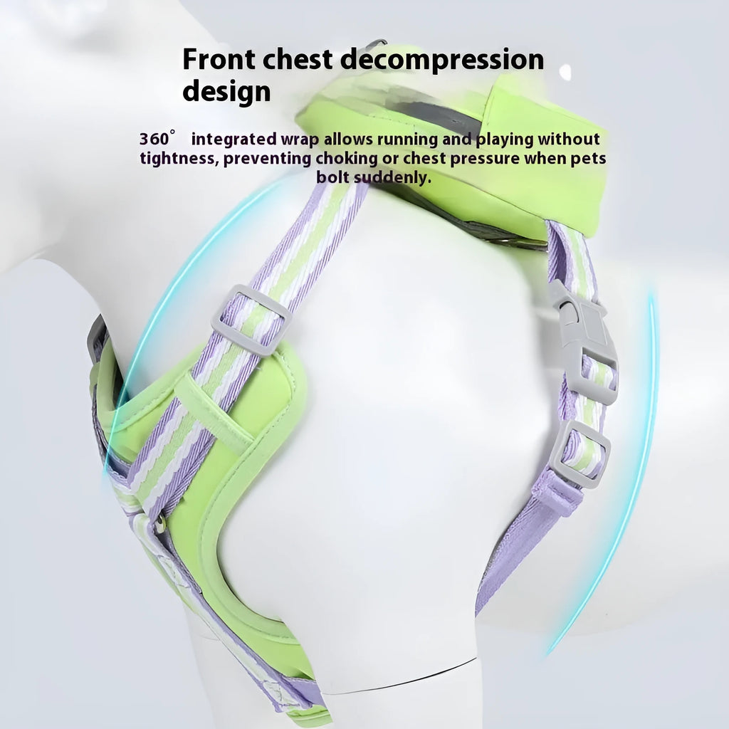 Explosion-proof anti-strangulation pet harness in Oxford cloth with attached 1.5-metre holding rope