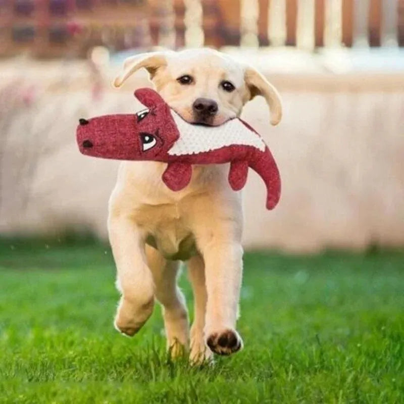 Blue, green, and red corn cob plush pet toys with textured grid pattern