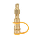 Gold-coloured brass propane conversion charging connector with American standard thread