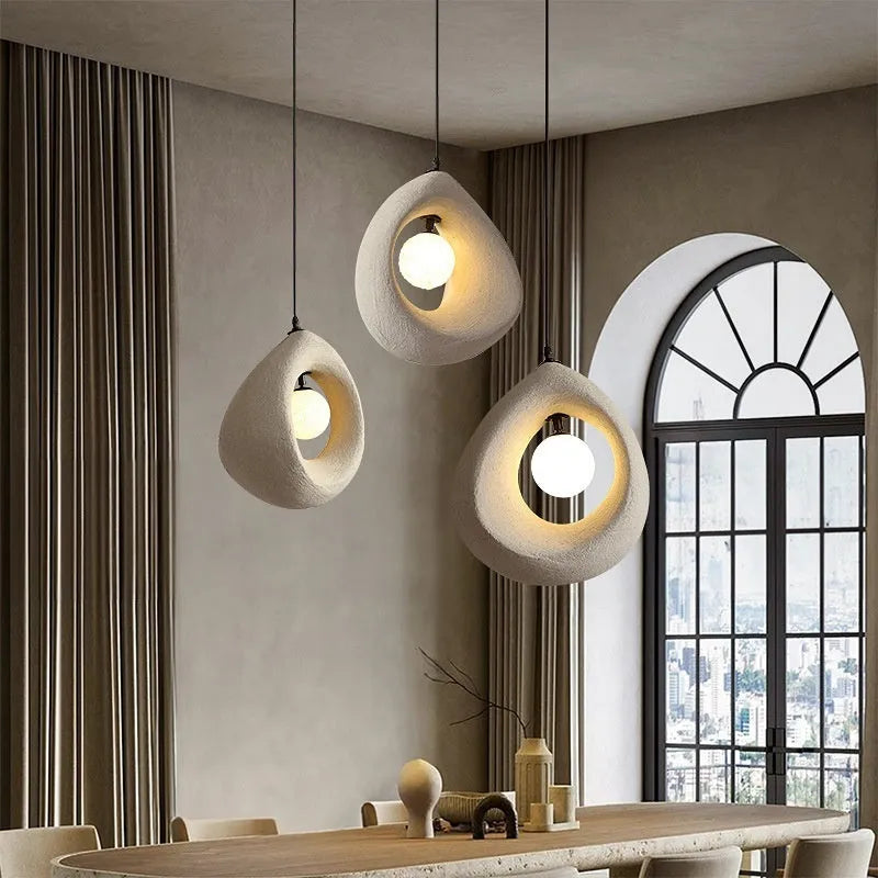 Sili Style retro pendant chandelier with milky white 32x35cm lampshade