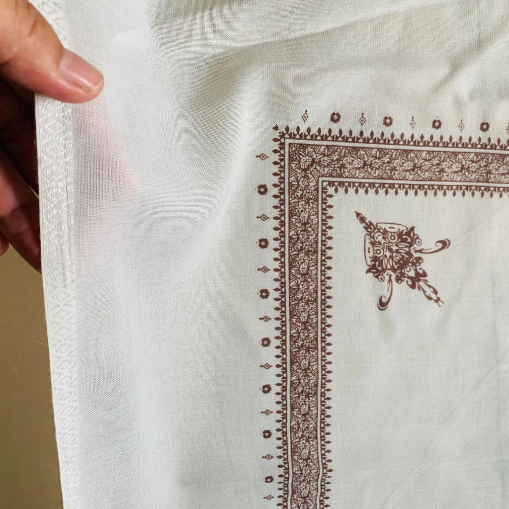 Printed square polyester scarf showing 138cm x 138cm dimensions with solid colour options